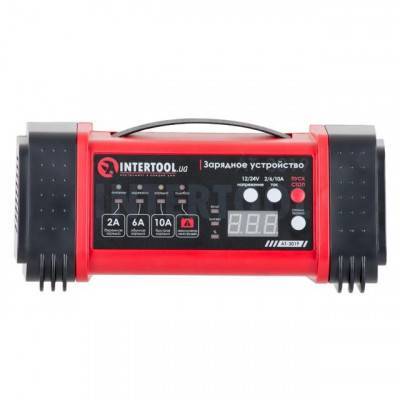 Будкрам купить Зарядное устройство 12/24В, 2/6/10А, 2/6A, 230В, дисплей INTERTOOL AT-3019