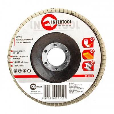 Будкрам купить Диск шлифовальный лепестковый 125x22мм, зерно K150 INTERTOOL BT-0215 Диск шлифовальный лепестковый 125x22мм, зерно K150 INTERTOOL BT-0215 1_small