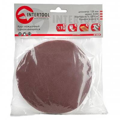 Будкрам купить Круг наждачный самоклеющийся 125 мм, К240, уп. 10 ед. INTERTOOL BT-0524 Круг наждачный самоклеющийся 125 мм, К240, уп. 10 ед. INTERTOOL BT-0524 2