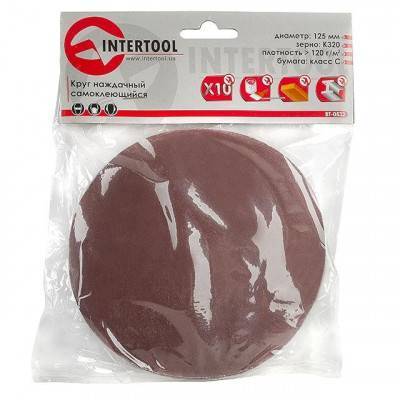 Будкрам купити Круг наждачний самоклеючий 125 мм, К320, уп. 10 од. INTERTOOL BT-0532 Круг наждачний самоклеючий 125 мм, К320, уп. 10 од. INTERTOOL BT-0532 2