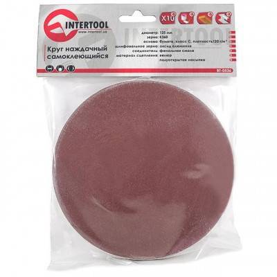 Будкрам купить Круг наждачный самоклеющийся 125 мм, К360, уп. 10 ед. INTERTOOL BT-0536 Круг наждачный самоклеющийся 125 мм, К360, уп. 10 ед. INTERTOOL BT-0536 2
