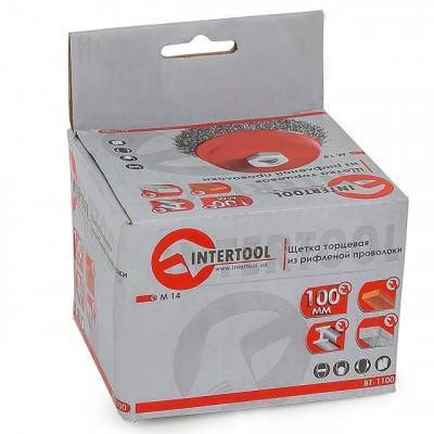 Будкрам купить Щетка чашечная 100 мм, для УШМ, М14 (витая проволока) INTERTOOL BT-1100 Щетка чашечная 100 мм, для УШМ, М14 (витая проволока) INTERTOOL BT-1100 2