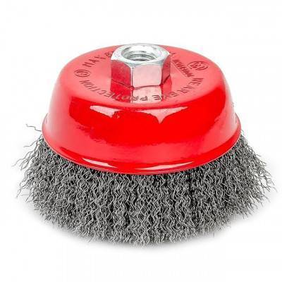 Будкрам купити Щітка чашкова 100 мм, для УШМ, М14 (витий дріт) INTERTOOL BT-1100