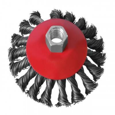 Будкрам купити Щітка конусна 115 мм, для УШМ, М14 (пучки крученого дроту) INTERTOOL BT-4115