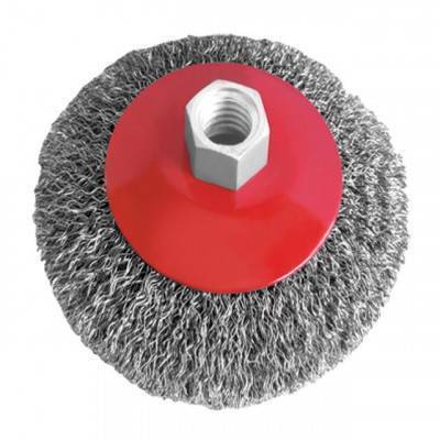 Будкрам купити Щітка конусна 125 мм, для УШМ, М14 (витий дріт) INTERTOOL BT-5125