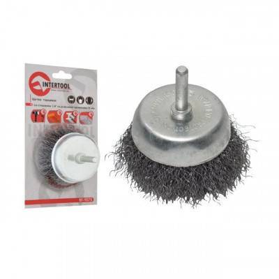 Будкрам купити Щітка чашкова 100 мм для дрилі, 1/4" (кручений дріт) INTERTOOL BT-9100
