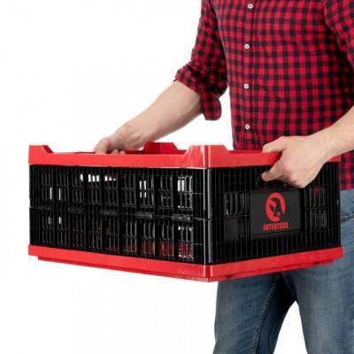 Будкрам купити Ящик складаний, пластиковий, завантаження 30 кг, 47 л., 600*400*260 мм, Матеріал 100% Первинний харчовий ПЕ INTERTOOL BX-6426 Ящик складаний, пластиковий, завантаження 30 кг, 47 л., 600*400*260 мм, Матеріал 100% Первинний харчовий ПЕ INTERTOOL BX-6426 8