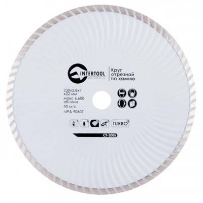 Будкрам купить Диск отрезной Turbo, алмазный 230 мм, 16-18% INTERTOOL CT-2005