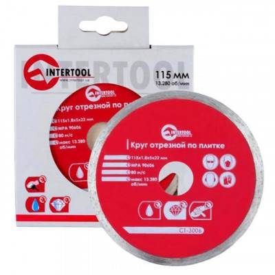 Будкрам купить Диск отрезной алмазный со сплошной кромкой 115 мм, 22-24% INTERTOOL CT-3006 Диск отрезной алмазный со сплошной кромкой 115 мм, 22-24% INTERTOOL CT-3006 2
