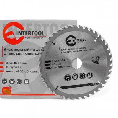 Будкрам купить Диск пильный по дереву с твердосплавными напайками 210x30x1,5 мм; 40 зубьев INTERTOOL CT-3023 Диск пильный по дереву с твердосплавными напайками 210x30x1,5 мм; 40 зубьев INTERTOOL CT-3023 3