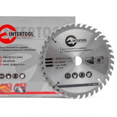 Будкрам купить Диск пильный по дереву с твердосплавными напайками 180x22x1,5 мм; 40 зубьев INTERTOOL CT-3043 Диск пильный по дереву с твердосплавными напайками 180x22x1,5 мм; 40 зубьев INTERTOOL CT-3043 3