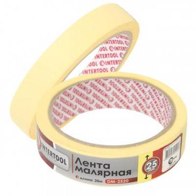 Будкрам купити Стрічка малярська 25мм, 20м, жовта INTERTOOL DM-2520