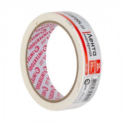 Будкрам купити Стрічка малярська 25мм, 20м, біла INTERTOOL DM-2521