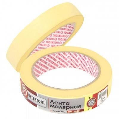 Будкрам купити Стрічка малярська 25мм, 40м, жовта INTERTOOL DM-2540