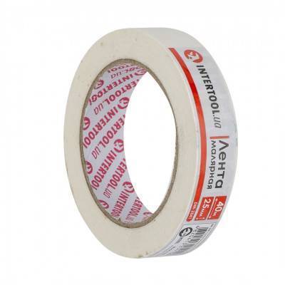 Будкрам купити Стрічка малярська 25мм, 40м, Біла INTERTOOL DM-2541