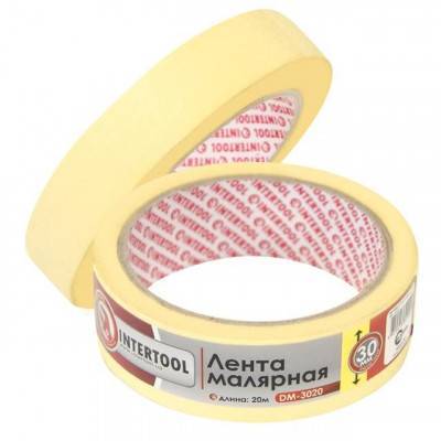 Будкрам купити Стрічка малярська 30мм, 20м, жовта INTERTOOL DM-3020