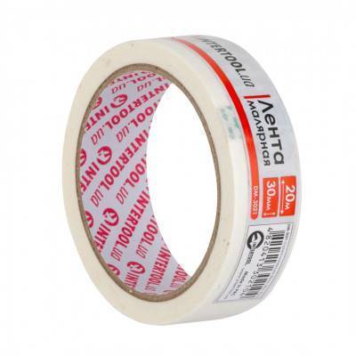 Будкрам купити Стрічка малярська 30мм, 20м, біла INTERTOOL DM-3021