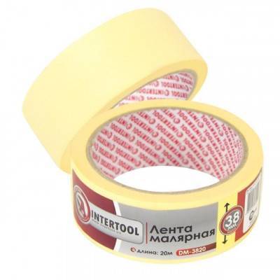 Будкрам купити Стрічка малярська 38мм, 20м, жовта INTERTOOL DM-3820