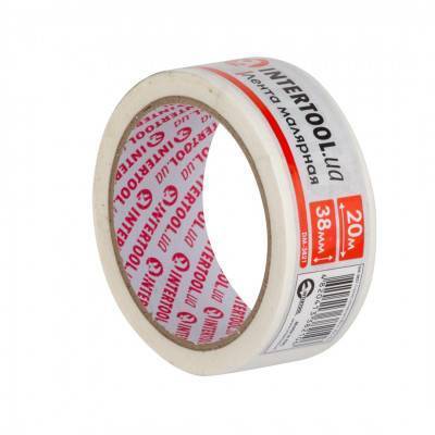 Будкрам купити Стрічка малярська 38мм, 20м, біла INTERTOOL DM-3821