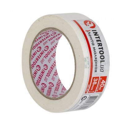 Будкрам купити Стрічка малярська 38мм, 40м, Біла INTERTOOL DM-3841