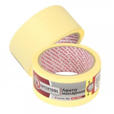 Будкрам купити Стрічка малярська 48мм, 20м, жовта INTERTOOL DM-4820