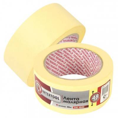 Будкрам купити Стрічка малярська 48мм, 40м, жовта INTERTOOL DM-4840