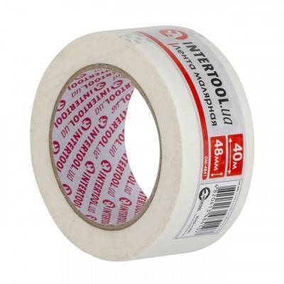 Будкрам купити Стрічка малярська 48мм, 40м, Біла INTERTOOL DM-4841
