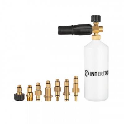 Будкрам купити Насадка-піногенератор універсальна для мийок високого тиску, 1000 мл INTERTOOL DT-1536