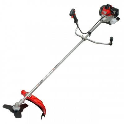 Будкрам купить Мотокоса 1.5 кВт/2 л.с., 43 см³, катушка, 3-х лопастной нож, фреза 40 зубъев, двухплечевой ранцевый ремень INTERTOOL DT-2232