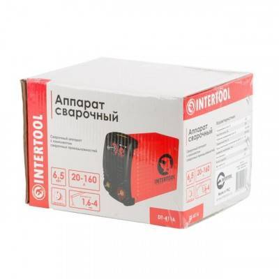 Будкрам купить Сварочный инвертор 230В, 20-160А, 6.5kВт, электрод 1,5-4,0 INTERTOOL DT-4116 Сварочный инвертор 230В, 20-160А, 6.5kВт, электрод 1,5-4,0 INTERTOOL DT-4116 10