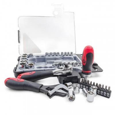 Будкрам купити Набір інструменту 43 од., 3/8 "&amp; 1/4", Cr-V INTERTOOL ET-6003 Набір інструменту 43 од., 3/8 "&amp; 1/4", Cr-V INTERTOOL ET-6003 2