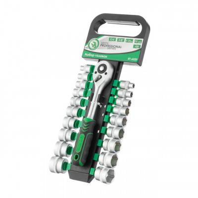 Будкрам купити Набір торцевих головок з тріскачковою рукояткою 3/8", Cr-V, 20 од. INTERTOOL ET-6020