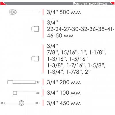 Будкрам купити Професійний набір інструментів 3/4" , 26 од INTERTOOL ET-6026 Професійний набір інструментів 3/4" , 26 од INTERTOOL ET-6026 2