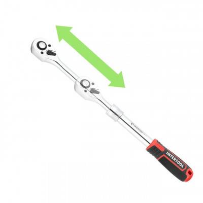 Будкрам купити Рукоятка з храповим механізмом телескопічна, 72 зуба 1/2", Cr-V STORM INTERTOOL ET-8006