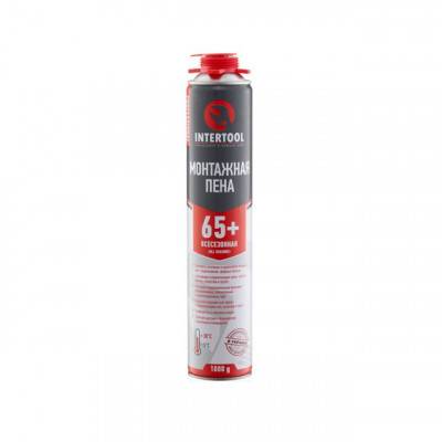 Будкрам купить Пена монтажная профессиональная, всесезонная, 750мл/1000г. 65л.+, под пистолет INTERTOOL FS-1010