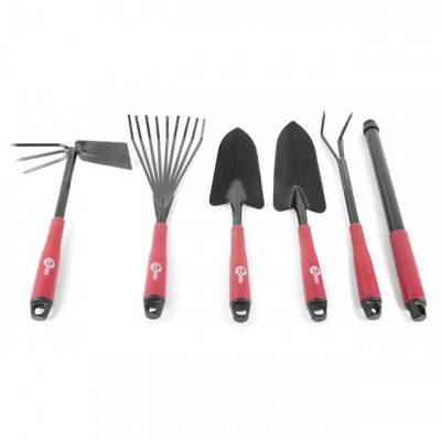 Будкрам купить Набор огородный: лопата 330 мм, грабли 330 мм, грабли веерные 400 мм, сапка огородная 330 мм, удлинитель INTERTOOL FT-0020