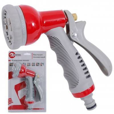 Будкрам купити Пистолет-распылитель для полива 8 функций, металлический корпус INTERTOOL GE-0003