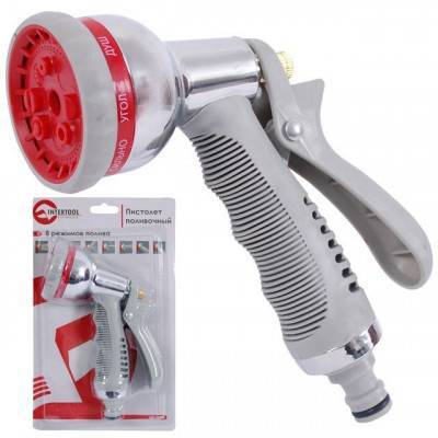 Будкрам купити Пистолет-распылитель для полива хромированный, 8 функций INTERTOOL GE-0004