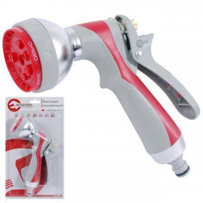 Будкрам купити Пистолет-распылитель для полива 7-ми функциональный (центральный, туман, душ, угловой, полный, конический, плоский.) LUXURY INTERTOOL GE-0008