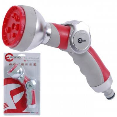 Будкрам купити Пистолет-распылитель для полива 7-ми функциональный (центральный, туман, душ, угловой, полный, конический, плоский.) INTERTOOL GE-0009
