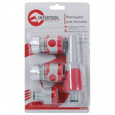 Будкрам купити Насадка для полива с плавной регулировкой потока воды + адаптер с резьбой 3/4", 1" и 2 хромированных коннектора для шланга 1/2" INTERTOOL GE-0032 Насадка для полива с плавной регулировкой потока воды + адаптер с резьбой 3/4", 1" и 2 хромированных коннектора для шланга 1/2" INTERTOOL GE-0032 2