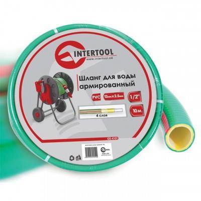 Будкрам купить Шланг для воды 4-х слойный 1/2", 10 м, армированный, PVC INTERTOOL GE-4101 Шланг для воды 4-х слойный 1/2", 10 м, армированный, PVC INTERTOOL GE-4101 1_small
