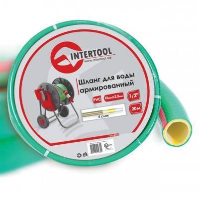 Будкрам купить Шланг для воды 4-х слойный 1/2", 20 м, армированный, PVC INTERTOOL GE-4103 Шланг для воды 4-х слойный 1/2", 20 м, армированный, PVC INTERTOOL GE-4103 1_small