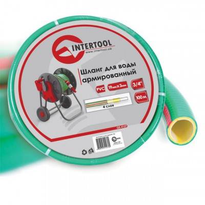 Будкрам купить Шланг для воды 4-х слойный 3/4", 100 м, армированный, PVC INTERTOOL GE-4127 Шланг для воды 4-х слойный 3/4", 100 м, армированный, PVC INTERTOOL GE-4127 1_small