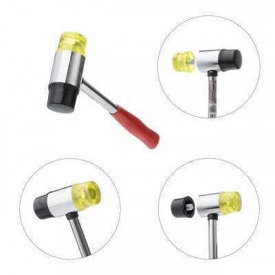 Будкрам купити Молоток рихтовочный 35мм с металлической рукояткой, резиновый и полиуретановый сменные бойки. INTERTOOL HT-0238 Молоток рихтовочный 35мм с металлической рукояткой, резиновый и полиуретановый сменные бойки. INTERTOOL HT-0238 4