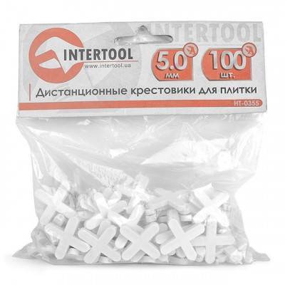 Будкрам купити Набор дистанционных крестиков для плитки 5,0 мм / 100 шт INTERTOOL HT-0355