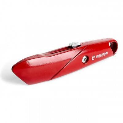 Будкрам купить Нож с выдвижным трапециевидным лезвием, металлический корпус INTERTOOL HT-0505