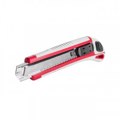 Будкрам купить Нож с 3-мя отломными лезвиями 18 мм, металлическая направляющая, противоскользящий корпус. INTERTOOL HT-0508