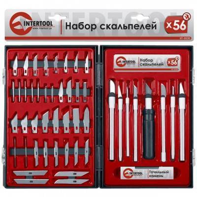 Будкрам купити Набор скальпелей 56 ед. в пластиковом футляре INTERTOOL HT-0530