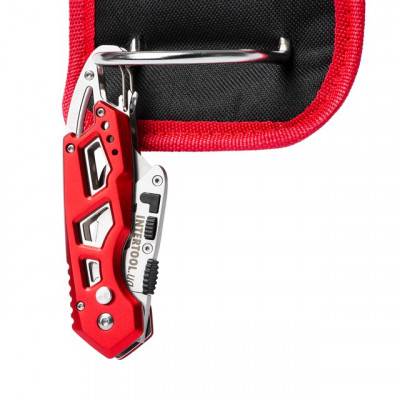 Будкрам купить Нож строительный складной с трапециевидным лезвием, SK5, алюминиевая рукоятка, карабин INTERTOOL HT-0531 Нож строительный складной с трапециевидным лезвием, SK5, алюминиевая рукоятка, карабин INTERTOOL HT-0531 8